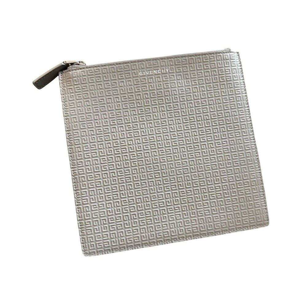 Givenchy White Embossed Leather Slim Pouch